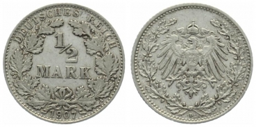 Kaiserreich 1/2 Mark 1907 D